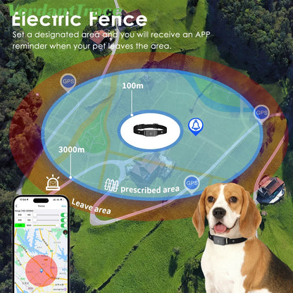 4G GPS Pet Tracker for Dogs Cats Waterproof GPS WIFI Location & Smart Activity Tracker Fashionable Neck Collar for Ios Android