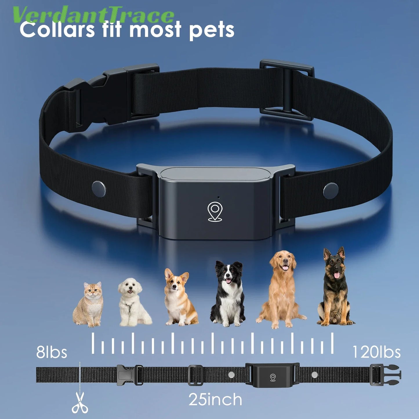 4G GPS Pet Tracker for Dogs Cats Waterproof GPS WIFI Location & Smart Activity Tracker Fashionable Neck Collar for Ios Android