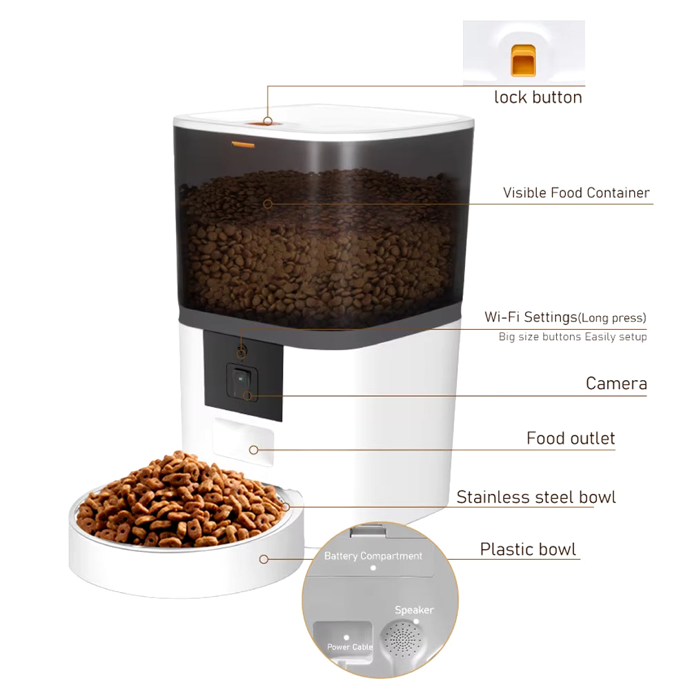 4L Large Capacity Smart Pet Feeder with Camera Cat Automatic Food Dispenser Timing Quantitative APP Remote Feeder Accessories
